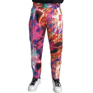 Dolce & Gabbana Multicolor Printed Linen Men Trouser Men's Pants